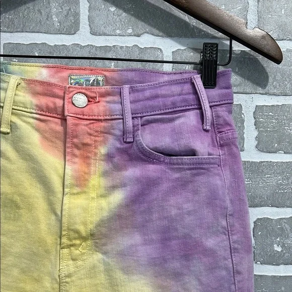 Mother The Hustler Ankle Fray Tie Dye Jeans Mystical AF Size 27 - Picture 5 of 16